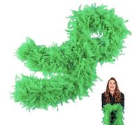 Green Feather Boas Thick Fancy Dress for Women,Girls,80g 2m/6.6ft Natural Turkey Feather Boa Grass Green,Party Fluffy Boa Feather Scarffor Bulk for Adult,Kid,Wedding Bachelor Halloween Christmas Party
