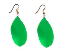 Green Feather Earrings - Handmade