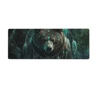 Green-Feathered Bear Mouse Pad In Big Extended Non-Slip Rubber Base Mousepad With Stitched Edges Gaming Pc Desktop Large Mouse Pad 11.8x31.5