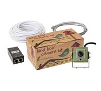 Green Feathers 1080p Wired Wildlife Camera- IP PoE Bird Box Camera, Watch Live on Phone, Tablet or PC (40m Kit - UK Power Supply)