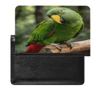 Green Feathers Fixed Their Gaze Passport Holder for Women Men Slim Travel Wallet Travel Document Organizer ID Card Protector Case Holders PU Leather Passport Cover Credit Card Holder