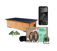 Green Feathers Handmade Wooden Hedgehog House with 1080p HD Wifi Camera, UK Power Supply, Staggered Entrance with Secure Roof (Wifi Camera & Hedgehog House)