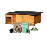 Green Feathers Hedgehog House & Wifi Camera- Golden Brown With Anti Bacteria Coating, Predator Proof Outdoor Habitat, Eco Friendly Roof And Solid Wood Floor - UK Power Supply
