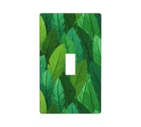 Green Feathers Texture Light Switch Cover Decorative Single Toggle 1 Gang Wall Plate for Kitchen Farmhouse Bedroom Bathroom Art Decor