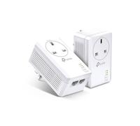 Green Feathers TP Link Powerline adapter with Pass through power AV1000 Gigabit LAN in White Green Feathers White