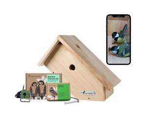 Green Feathers WiFi 1080p HD Birdbox Camera with Side View Birdbox, Recording and Night Vision, Garden Wildlife Camera for Bird Watching on Phone & Tablet (Starter Pack, UK Power Supply)