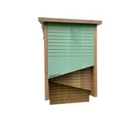 Green Feathers Wooden Bat Box for Outdoors, Pine Wood, Hanging on Trees & Walls/Fences - Double Chamber Bat Box