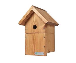 Green Feathers Wooden Deluxe Bird Box | Waterproof & Ventilated | 32mm Hole Ideal For a Variety of Birds | Nesting Box House | Easy Installation