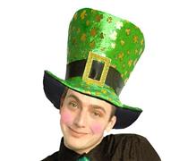 Green Felt Bowler Hat, (1 Pc.) - Eye-Catching Clover Print Design, Perfect Accessory for St. Patrick's Day, Parties, Parades, Festivals, & Celebrations Halloween, World Book Day