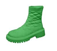 Green Female Cool Knitted Boots with A Thick Soled Construction and Comfortable Fit for Various Leg Types Perfect for Outdoor and Leisure Wear in Seasonal Transitions