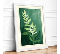 Green Fern Study Botanical Framed Wall Art Print A2 White | Ready to Hang, Premium Gi Paper, Fade-Resistant Inks, Securely Packaged, UK Made