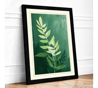 Green Fern Study Botanical Framed Wall Art Print A3 Black | Ready to Hang, Premium Gi Paper, Fade-Resistant Inks, Securely Packaged, UK Made