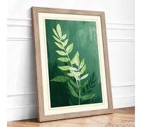 Green Fern Study Botanical Framed Wall Art Print A4 Oak | Ready to Hang, Premium Gi Paper, Fade-Resistant Inks, Securely Packaged, UK Made
