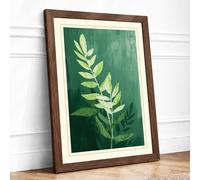 Green Fern Study Botanical Framed Wall Art Print A4 Walnut | Ready to Hang, Premium Gi Paper, Fade-Resistant Inks, Securely Packaged, UK Made
