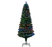 Green Fibre Optic Christmas Tree 5ft - Colour Changing LED Stars & Balls, Safe Low Voltage Indoor Use, Foldable Metal Stand, UK Plug, Quick Assembly (150cm)