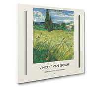 Green Field By Vincent Van Gogh Exhibition Museum Classic Painting Canvas Wall Art Print Ready to Hang, Framed Picture for Living Room Bedroom Home Office Décor, 14x14 Inch (35x35 cm)