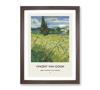 Green Field By Vincent Van Gogh Exhibition Museum Painting Framed Print | A4 Walnut Framed Wall Art | Ready to Hang | Modern Historical Picture | Living Room Bedroom Lounge Office