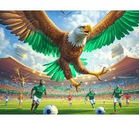 Green Field Clear Sky Flying Bald Eagle 1000-piece Jigsaw Puzzle Bundle Colorful Fantasy Wildlife Family Puzzle Lovers Brain Training Mindful Activity Spring Rigid Cardboard 1000 PCS/75x50cm