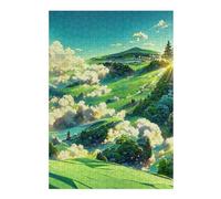 Green Fields And Rolling Hills Artistic Jigsaw Puzzle for Adults, 300 PCS