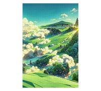 Green Fields And Rolling Hills Wooden Jigsaw Puzzle for Adults, 1000 PCS