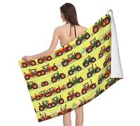 Green Fields Farming Machine Microfiber Bath Towel-super Absorbent Bathroom Towel With Luxurious Softness And Bright Prints