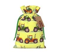 Green Fields Farming Machine Print Birthday Gifts Wrap Bag Unique Drawstring Gifts Bag Canvas Bags for Party Wedding Present,1 Piece S