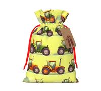 Green Fields Farming Machine Print Birthday Gifts Wrap Bag Unique Drawstring Gifts Bag Canvas Bags for Party Wedding Present,1 Piece M