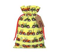 Green Fields Farming Machine Print Drawstring Gift Bags,For Holiday Season,Birthdays,Anniversaries And Any Special Occasion