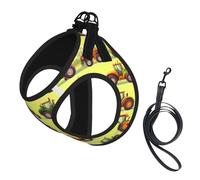 Green Fields Farming Machine Print Pet Leash Vest,Breathable Mesh Pet Harness, Reflective For Small Medium Dogs Safe Easy Walking