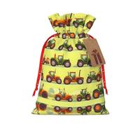 Green Fields Farming Machineprint Christmas Gift Bag, Drawstring Christmas Bags For Holiday Gifts, Party Favors