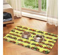 Green Fields Farming Machineprint Pet Absorbent Leather Tablecloth,Wipe Clean Quick Dry,Food Mat For Small Animals