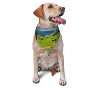 Green Fields For Spring Inspiration Printed Graphic Pet Triangle Scarf For Dogs & Cats, Adjustable Cute Pet Bandana For & Photo Shoots