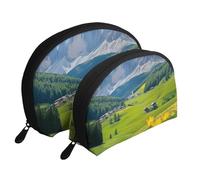 Green Fields for Spring Inspiration Printed Makeup Bags 2-Piece Portable Shell Travel Toiletry Bag