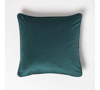 (Green) Filled Velvet Cushion with Piped Edge 46 x 46 cm