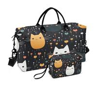Green Fire Dragon Travel Duffle Bag Gym Yoga Carry on Bags for Men Women Weekender Bag, Cat Flowers, One Size