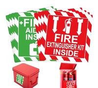 Green First Aid Kit Inside Red Fire Extinguisher Inside Stickers 4 Inch Safety Sign-Adhesive First Aid Kit Sign Decals UV Resistant 8 Pcs Industrial Safety Warning Decal for Trucks or Equipment