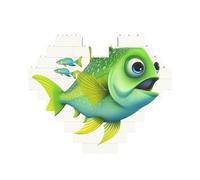 Green Fish Building Brick Block Puzzle Heart Shaped, Personalized Picture Puzzles Photo Jigsaw Puzzles for Adults 3D Micro Building Blocks for Home Decor Bricks Set