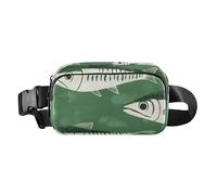 Green Fish Cute Crossbody Bag Waist Packs for Men Women Water Resistant Croose Body Purse with Adjustable Strap for Travel Shopping Running, Green Fish, One Size