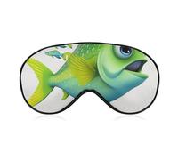 Green Fish Eye Mask, Side Sleeping Mask Light Blindfold Sleeping Mask Nose Pad and Elastic Band for Children Women and Men