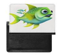 Green Fish Passport Cover Protector Rfid Blocking Passport Holder Id Card Holder Secure Travel Wallet Organizer for Passport Tickets Credit Cards, style, One Size