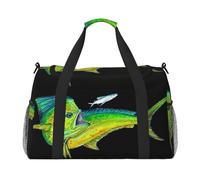Green Fish Print Duffel Bag for Travel Weekender Overnight Carry On Bag Women Men Gym Luggage Bag Carry on