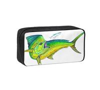Green Fish Print Large Pencil Case Big Capacity Pen Case Durable Pencil Box Stationery Bag for Travel Makeup