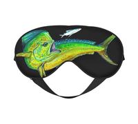 Green Fish Print Sleep Eye Mask with Adjustable Strap Soft for Airplane Travel Relax Yoga Nap Meditation