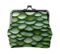 Green Fish Scales Print Exquisite Versatile Kiss Lock Coin Purse Cute Small Zipper Wallet for Coins Cards