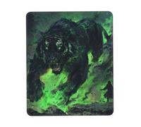 Green Flame Tiger Mouse Pad Black Durable Soft Waterproof Non-Slip Rubber Leather with Stitched Edge Gaming Mouse Pads for Desk Office Laptop 7.9 X 9.5 in