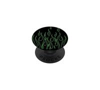 Green Flames and black Aesthetic Background PopSockets Adhesive PopGrip