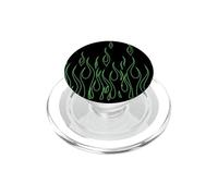 Green Flames and black Aesthetic Background PopSockets PopGrip for MagSafe