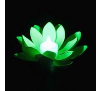 (Green) Floating LED-Lotus Lights Outdoor Pond Pool Garden Flower Night Lamp Decor