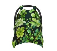 Green Floral Baby Car Seat Canopy Cover, Multi Use Breathable Nursing Breastfeeding Covers for Mom Soft Stroller Sun Shade Newborn Shower Gift
