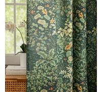 Green Floral Curtains 80 Inches Long 2 Panels Vintage Cottagecore Botanical Curtains for Living Room, Grommet Privacy Semi-Sheer Linen Drapes Green Leaf Pattern French Country Curtain, 50 x 80 Inch